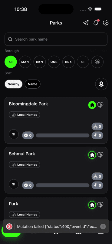 Parks in the NextPark app